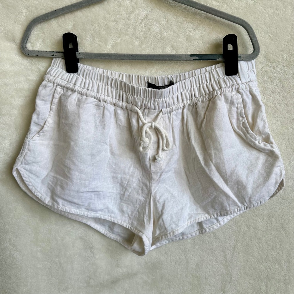 Rewash Brand White Linen Rayon Blend Drawstring Mini Shorts Size Large